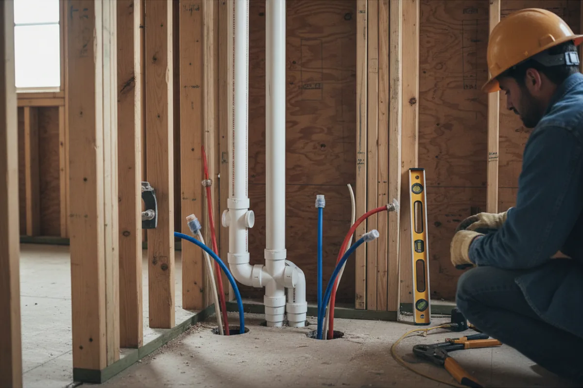 Drain and supply rough-in during Drain Cleaning in Saint Catharine