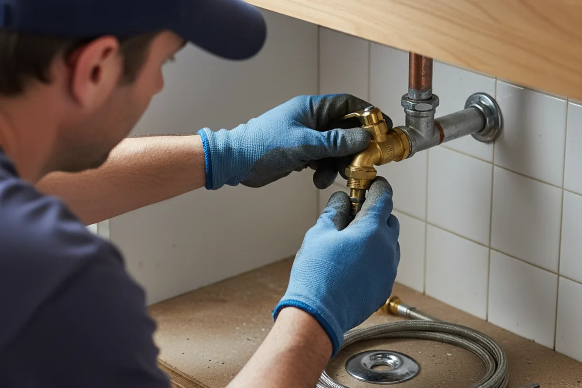 Shutoff valve and fitting work during Burst Pipe Repair in Saint Catharine